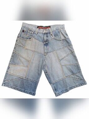 Vintage Y2K Vibes Patchwork Denim Jean Baggy Shorts Jorts Men’s Size 34